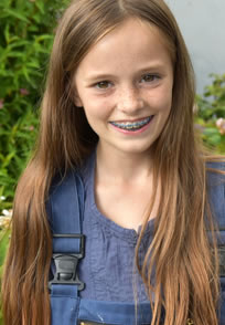Young girl with braces